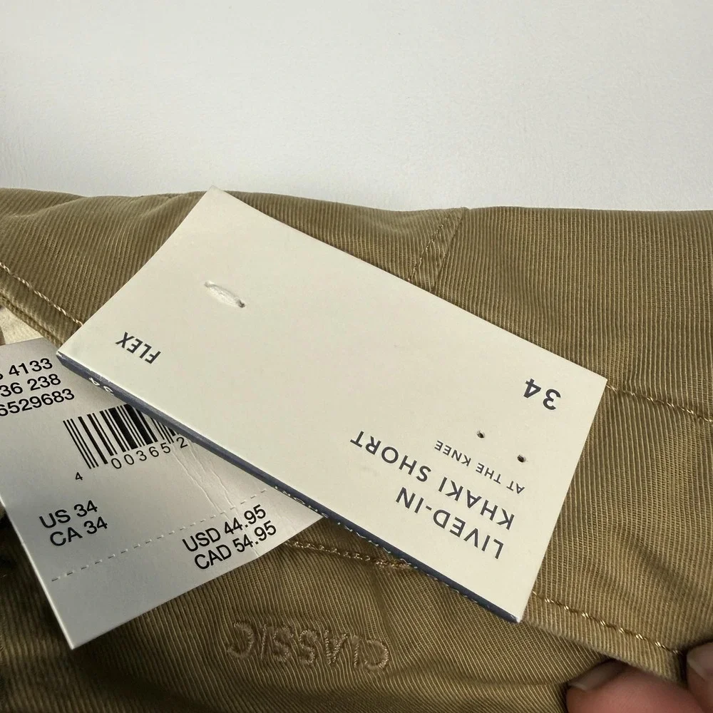 American Eagle Shorts Mens 34 Beige Flex Lived-In Khaki Chino 9 Inseam Casual